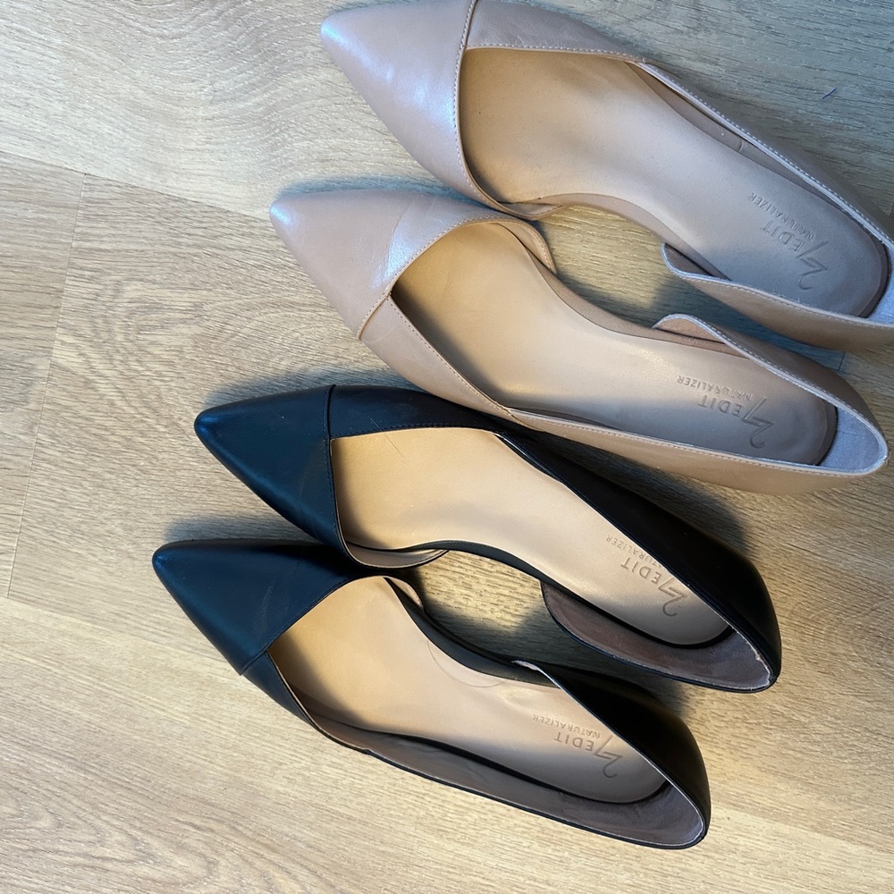 Naturalizer D'Orsay Pointed Toe Flats in Black and Nude